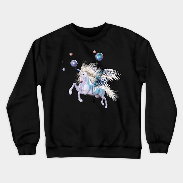 Wonderful unicorn in a fantasy winter landscape Crewneck Sweatshirt by Nicky2342